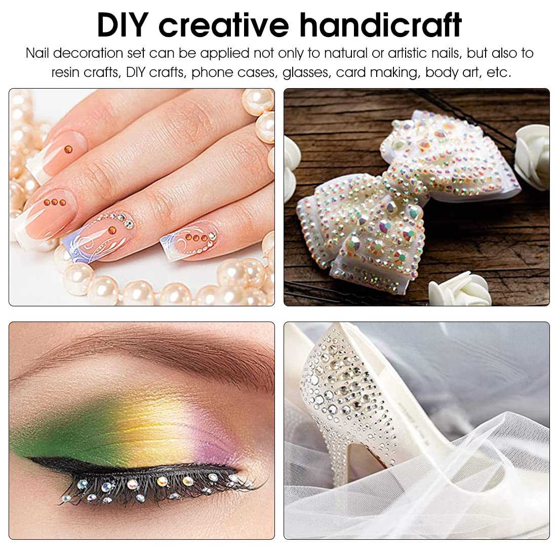 HASTHIP Nail Art Rhinestones Kit for Manicure and DIY Crafts with 3928 pcs Crystals | Includes Glue Tweezer Pen and Brushes