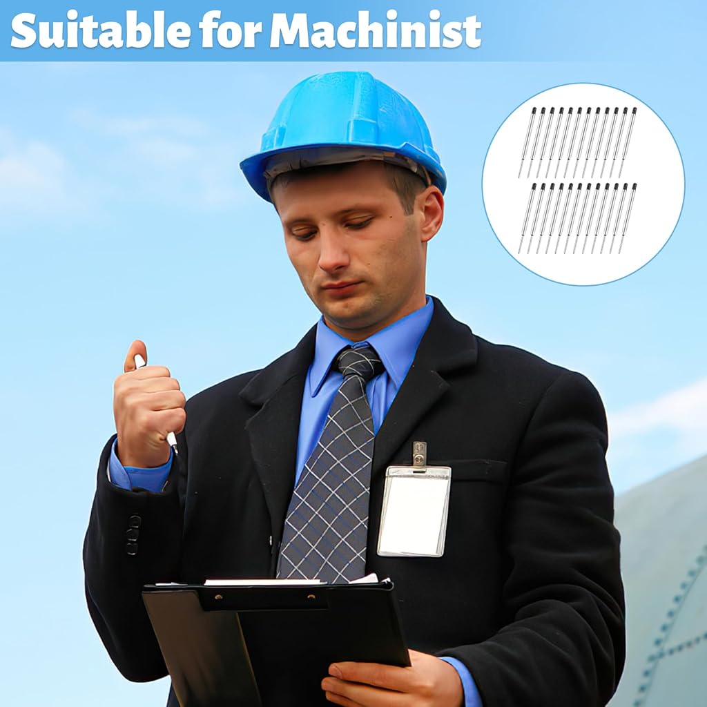 Climberty® 24-Pack Ballpoint Pen Refills - 1.0mm Medium Tip Black Ink for Click Pens, School & Office Supplies, Durable Replacement Refills Economical Pack