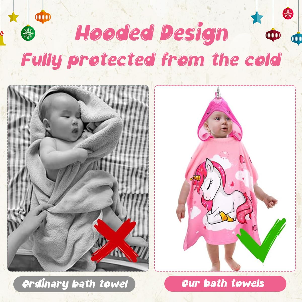 SNOWIE SOFT Bath Towel for Kids featuring Hooded Unicorn Cloak 75 x 150 cm with Bag | Pink