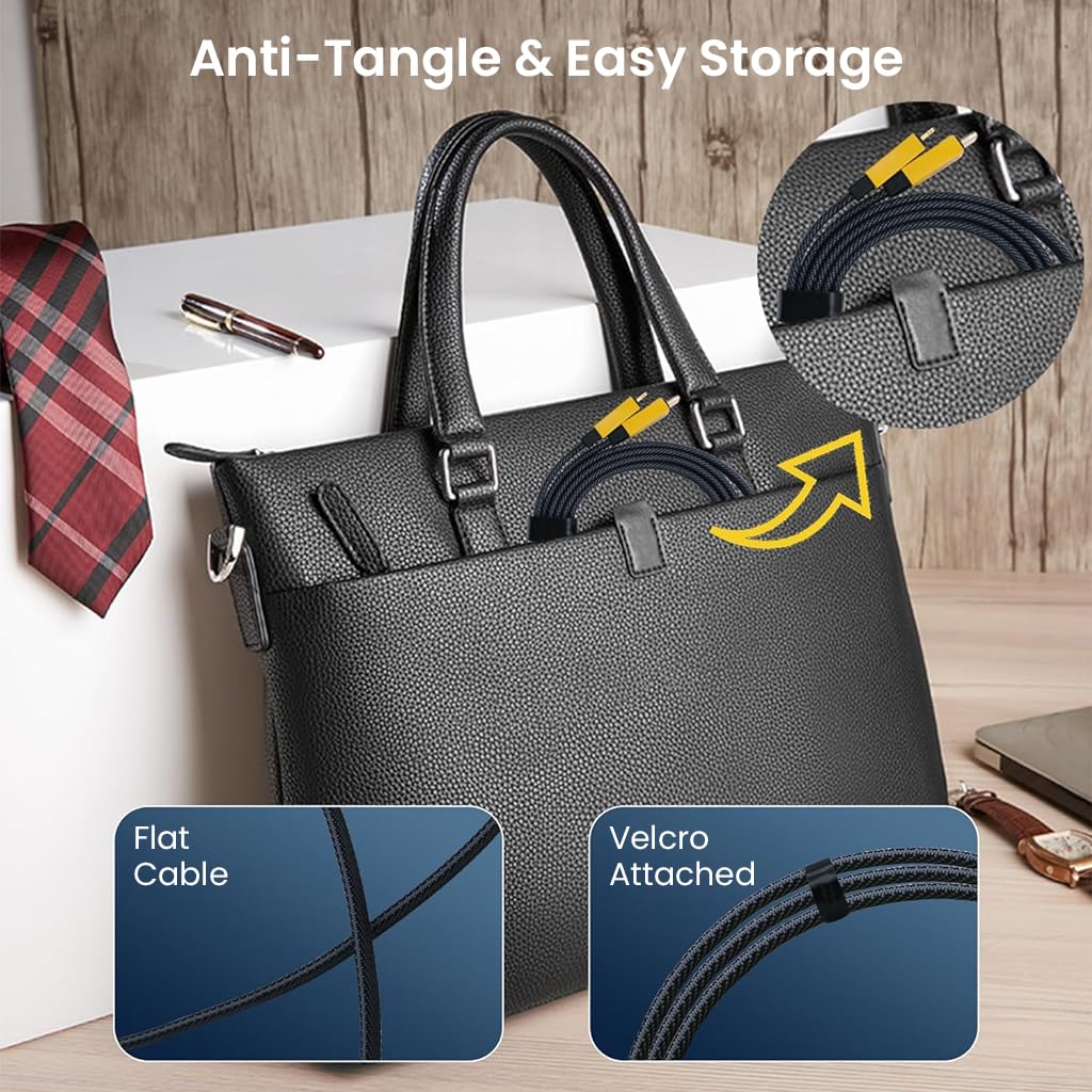 Zeitel Dual Function 65W PD Charging Cable with USB C and Lightning Connectors | Nylon Braided Durable Design for iPhone and USB C Devices