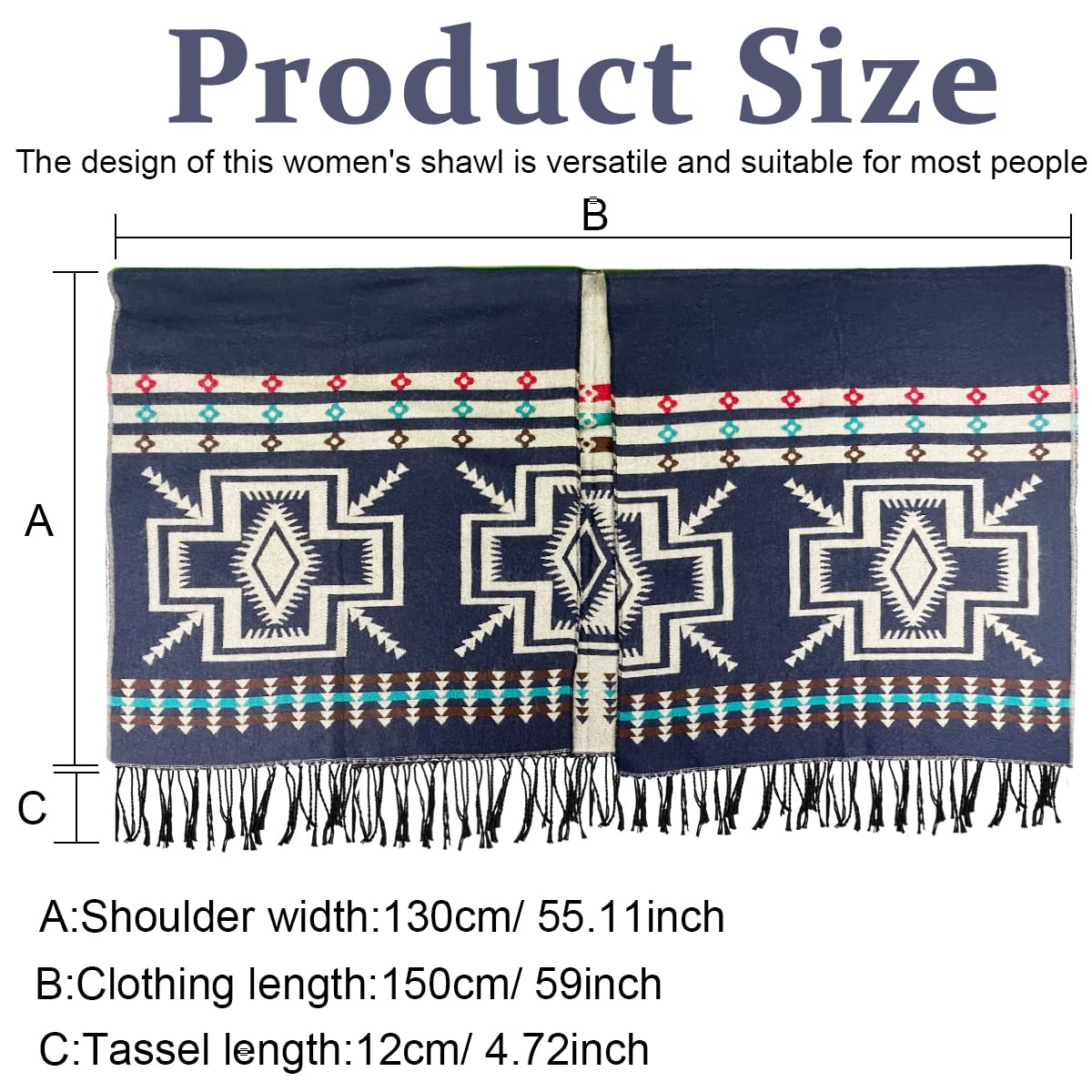 PALAY Women's Shawl Wrap for Indoor and Outdoor Use featuring Jacquard Design 51 x 59 in Warm Dacron Fabric