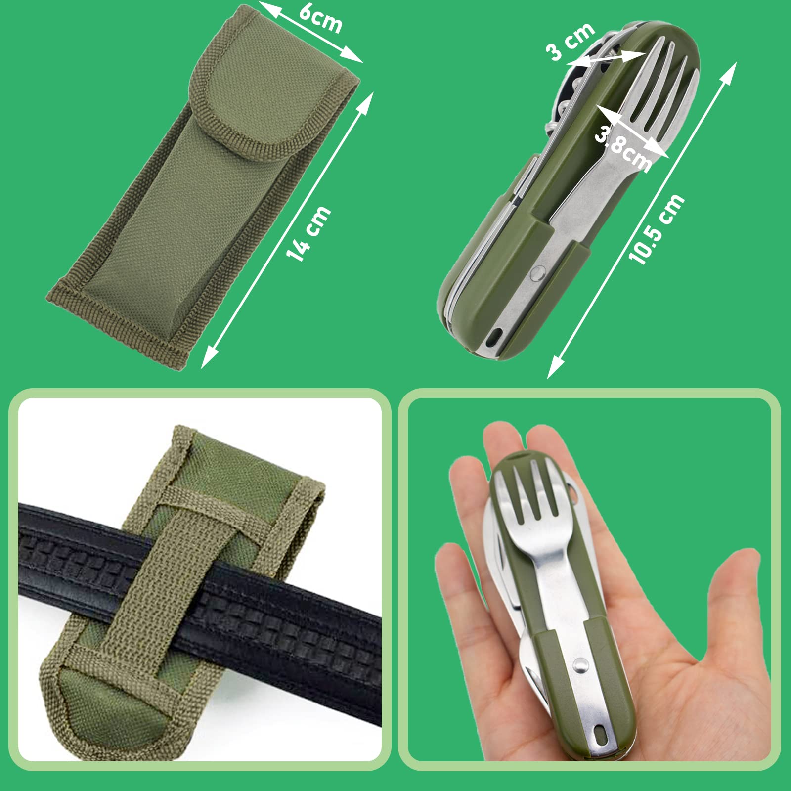 PROBEROS Camping Cutlery for Outdoor Picnic and Hiking with Detachable Spoon and Fork | 7 in 1 Stainless Steel Tableware Tool Set