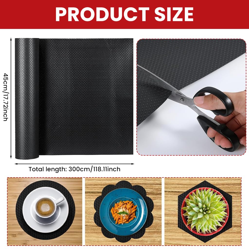 HASTHIP Cabinet Liner Mat for Drawers and Shelves featuring Anti Slip Dot Pattern 45cm x 300cm EVA | Waterproof and Trim to Fit