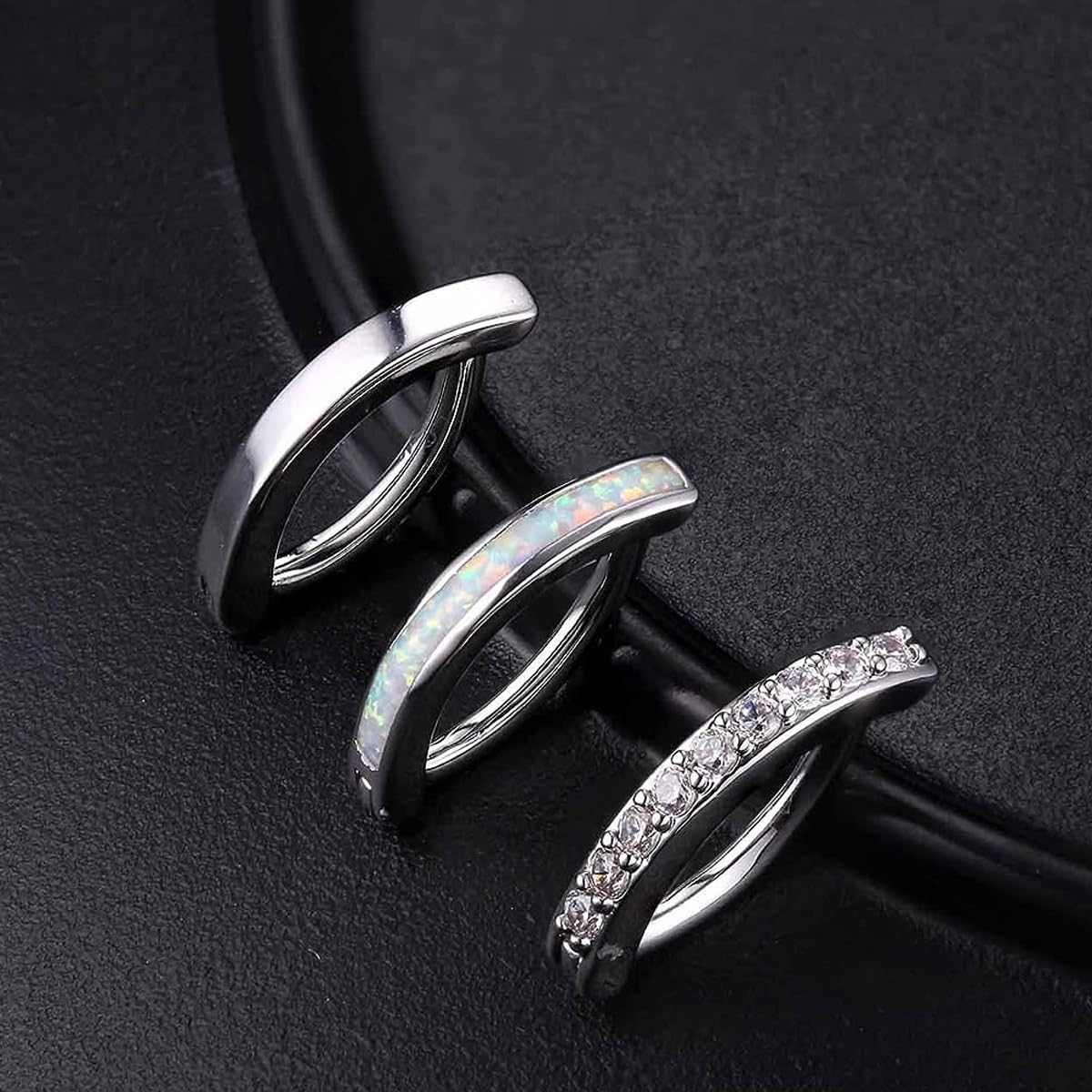 Venzina Belly Button Rings 3 Pack for Women with 14G 10mm Bar Featuring Hinged Closure | 316L Stainless Steel and Cubic Zirconia
