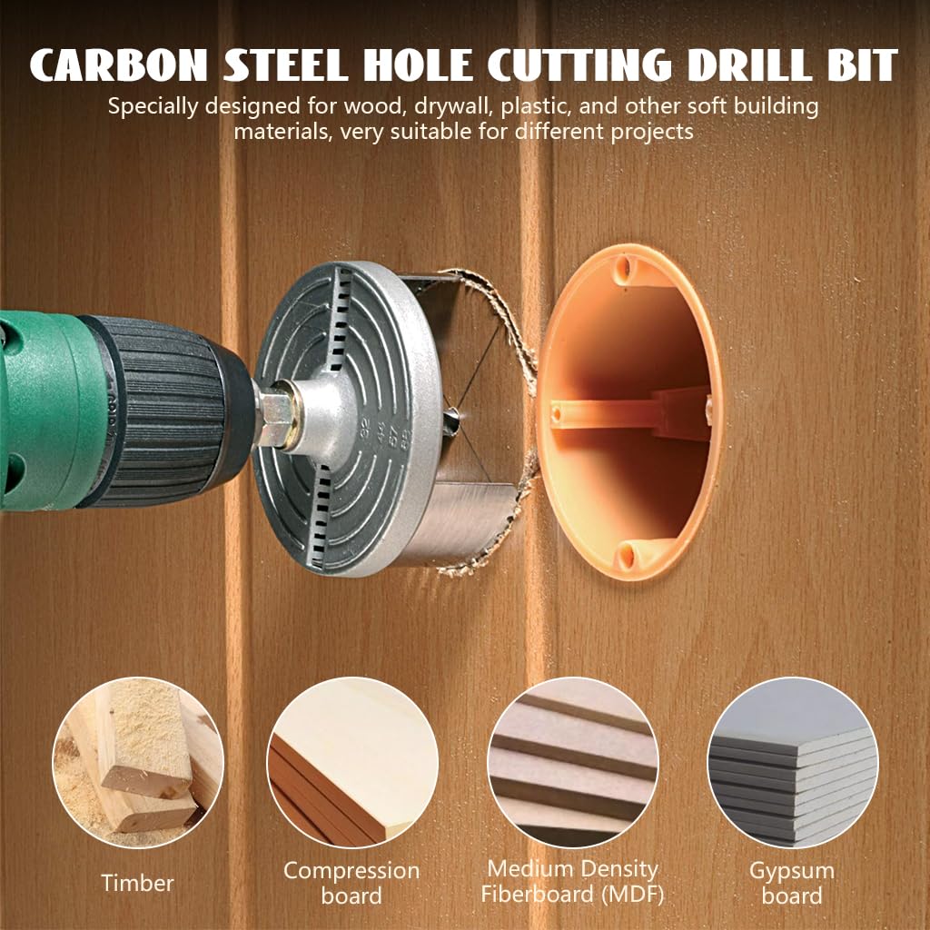 Serplex Spring Steel Hole Saws Set for Wood and Plasterboard with 7Pcs 26mm–63mm Blades