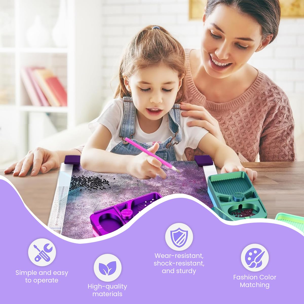 HASTHIP Desk Mounted Canvas Holder Kit for Diamond Painting with Adjustable Anti Crease Grips