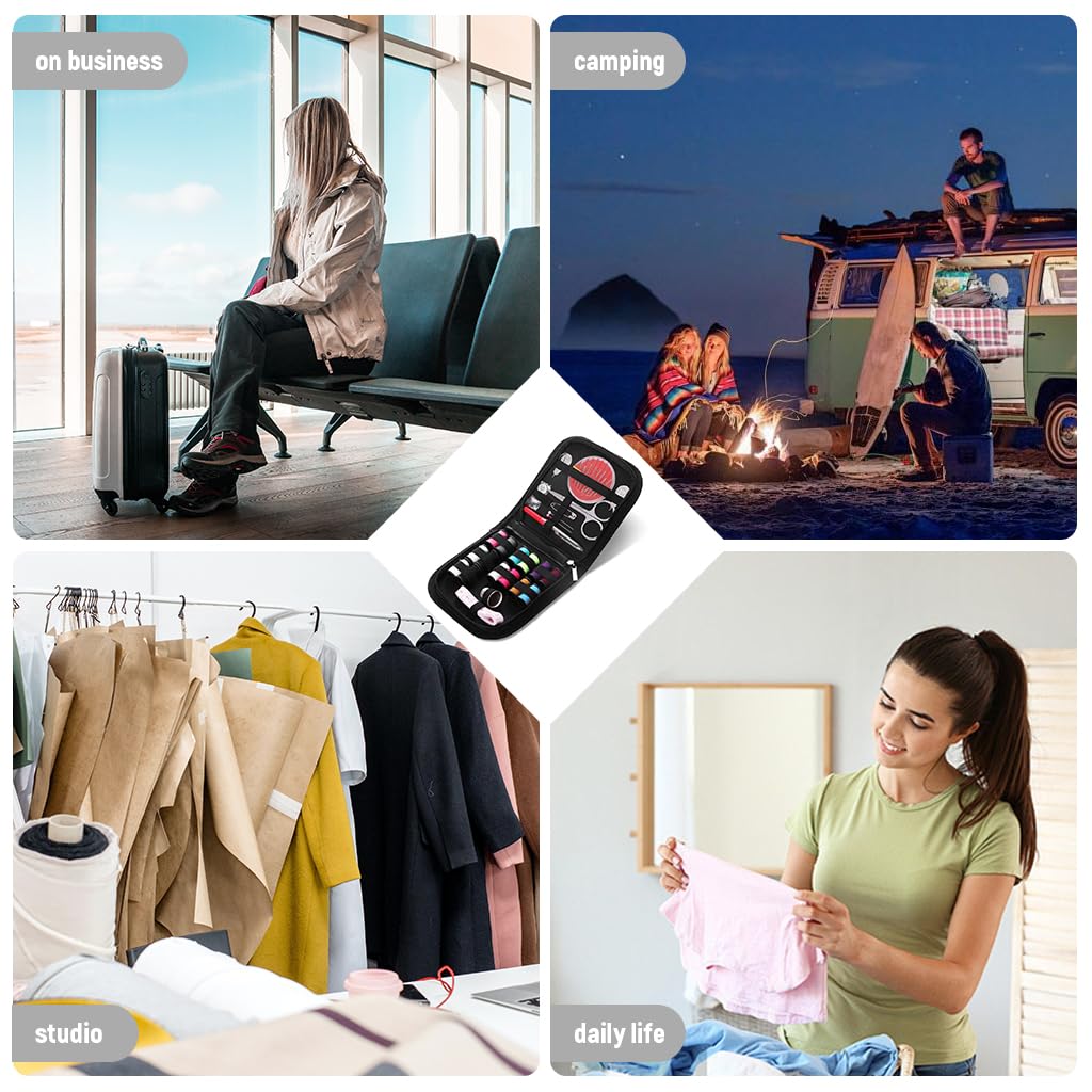 ELEPHANTBOAT Sewing Kit for Home Repair and Travel with 14 Thread Spools and Zipper Bag