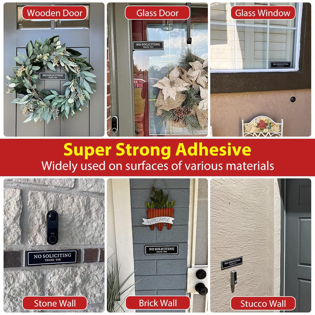 OFIFO No Soliciting Thank You Sign for Office with Self Adhesive Backing 20.5x6cm | Black Acrylic