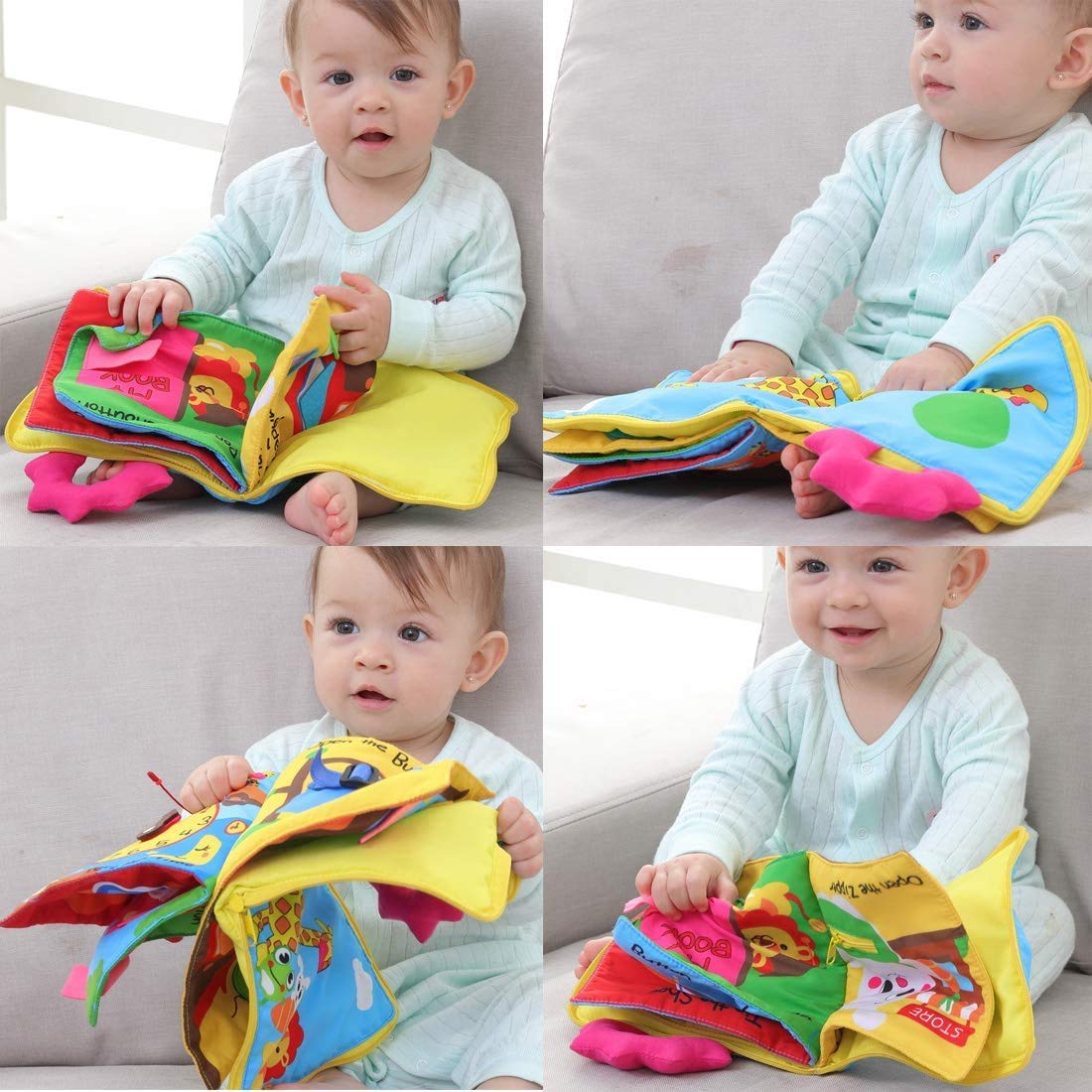 PATPAT Cloth Book for Babies with 24×17 cm Washable Design featuring Shoelace & Zipper Learning | Soft Polyester Baby Toy Gift