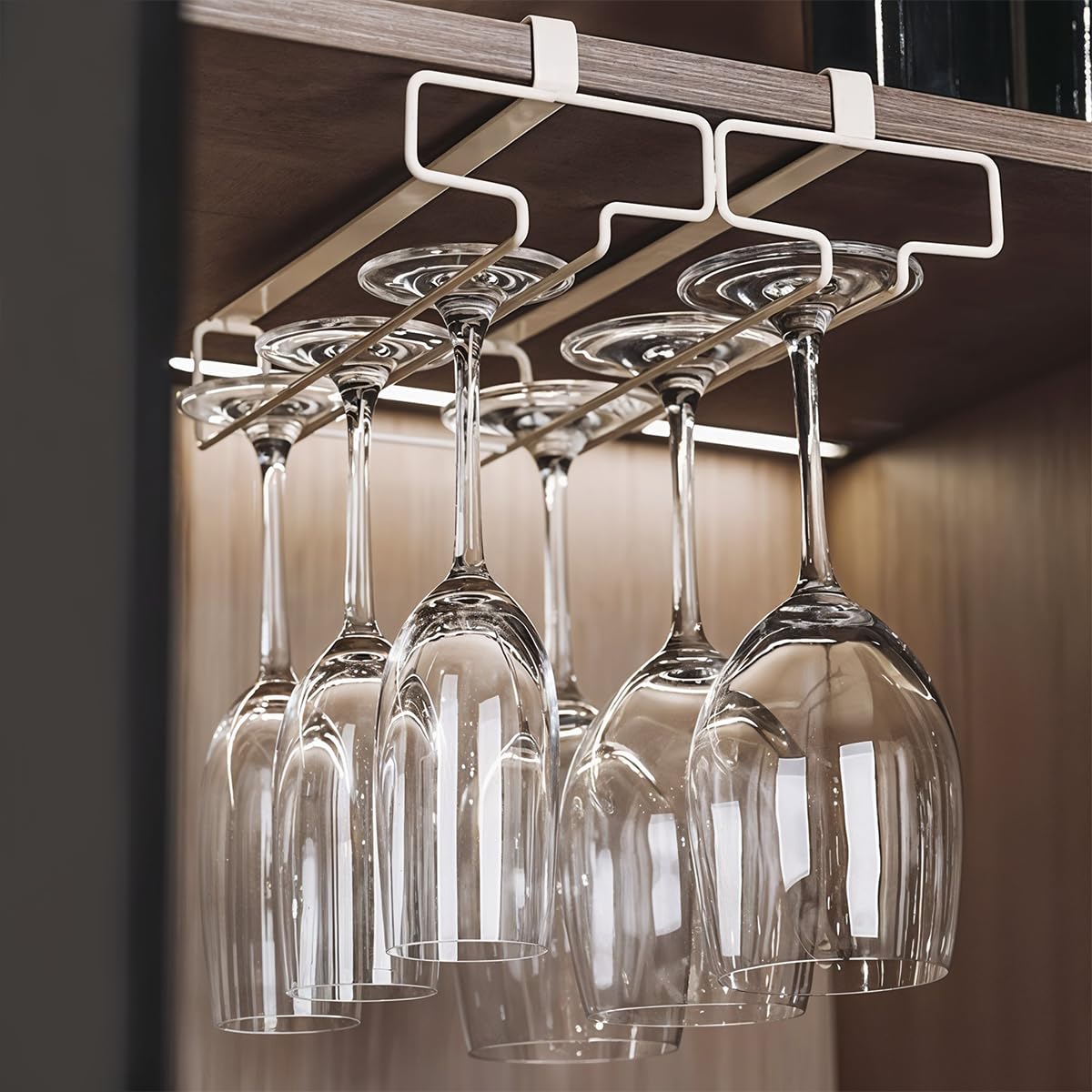 HASTHIP Wine Glass Rack for Cabinet Storage with Drill Free Mount | 2 Pack Iron Holder