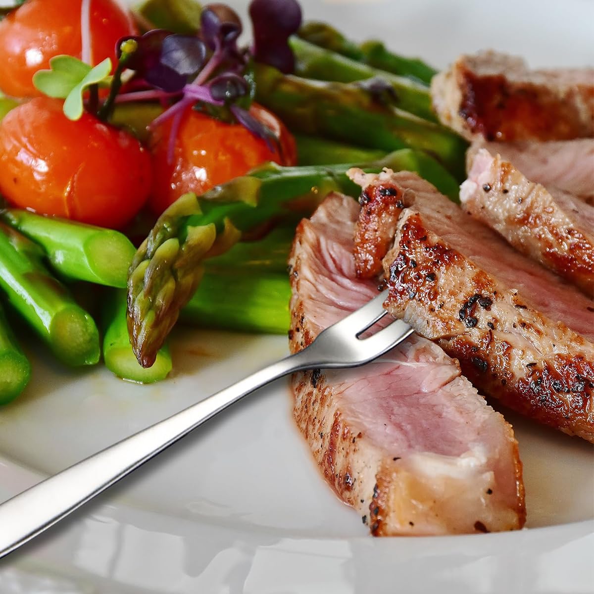 Supvox Fruit Fork Set for Coffee and Dessert with Swan Base Holder | 6Pcs Gold Stainless Steel