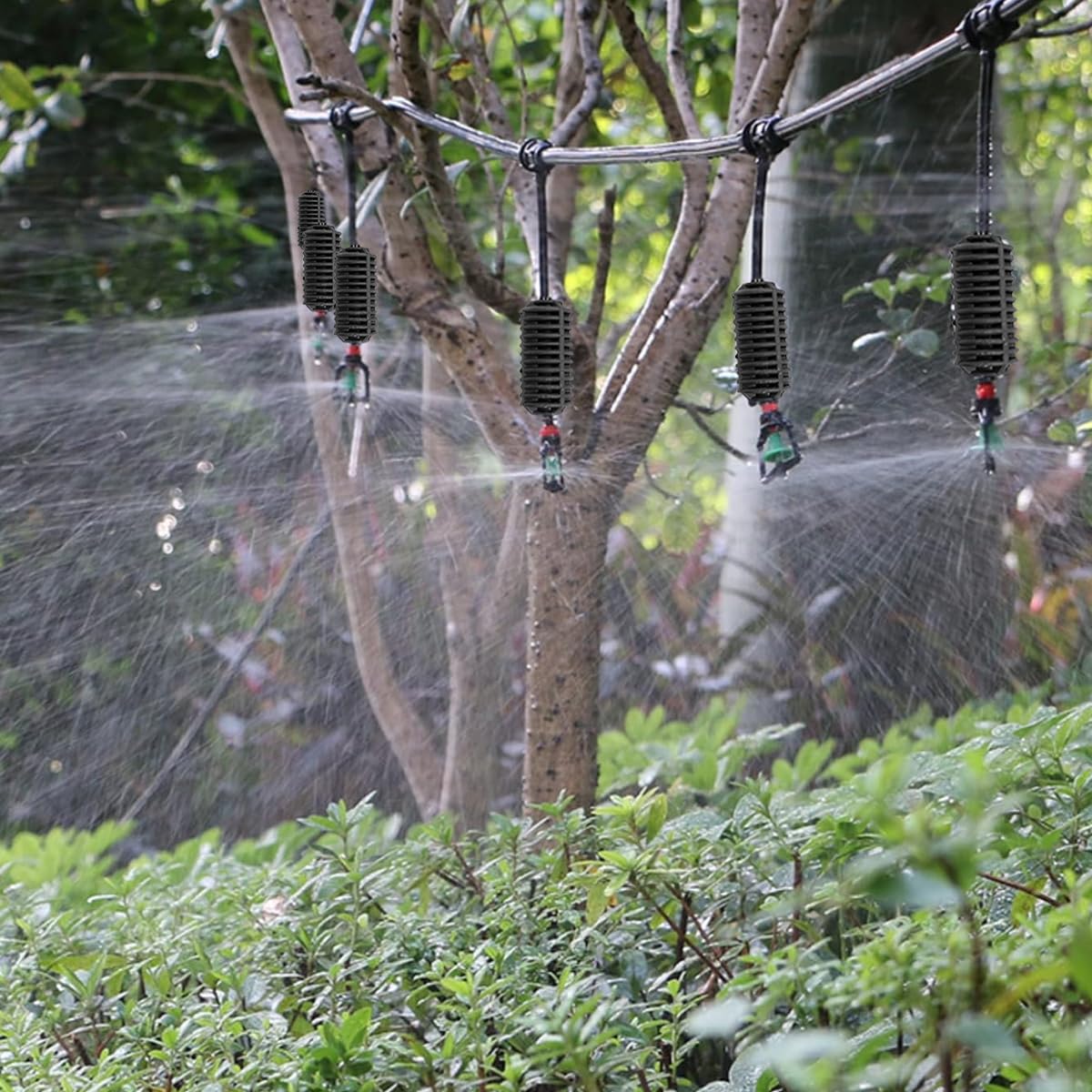 HASTHIP Hanging Drip Irrigation Kit for Gardens and Greenhouses with 60 cm 360° Rotary Sprinklers | 10 Pcs Automatic Watering System