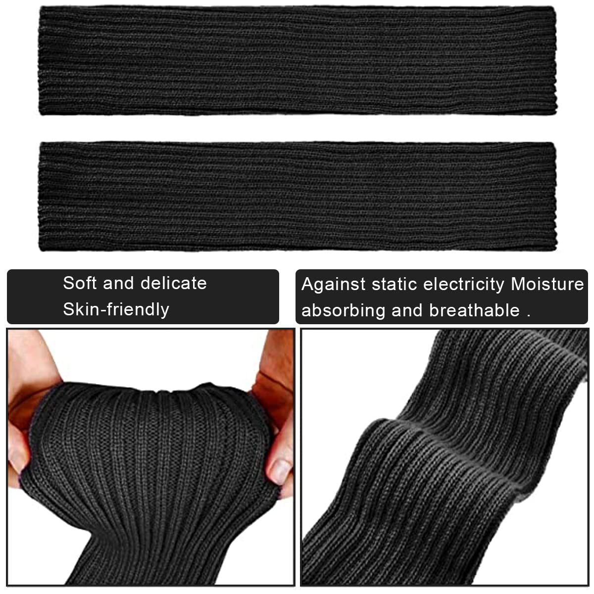 PALAY® Leg Warmers for Women Juniors Fashion Ribbed Knitted Calf Length Stocking Boot Socks Cuffs Fall Winter Leg Warmer for Party Sports Yoga (Black)