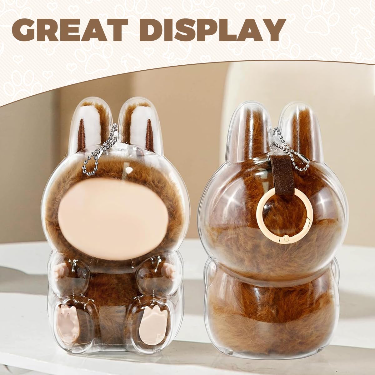 FANCYKU Protective Cover for 15.5cm Plush Doll with Transparent PVC Display Case | Dust-Proof Storage