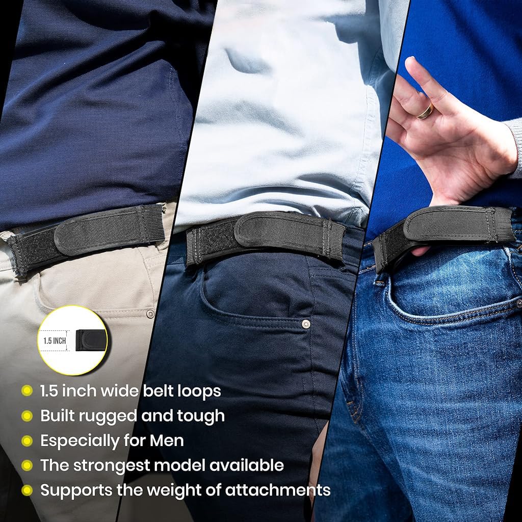 GUSTAVE® No Buckle Elastic Belt For Men, Fits 1.5 Inch Belt Loops, Comfortable and Easy To Use - 25CM