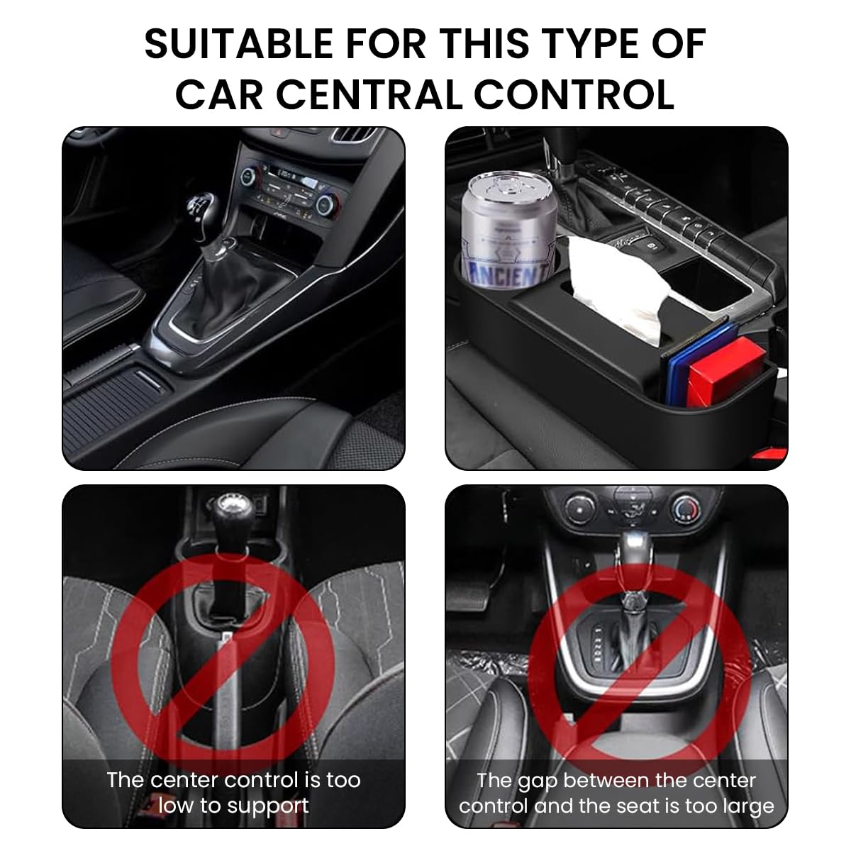 STHIRA Car Seat Gap Filler Organizer for Driver and Passenger with Cup Holder 30x10x17cm | Durable Plastic Universal Fit Design