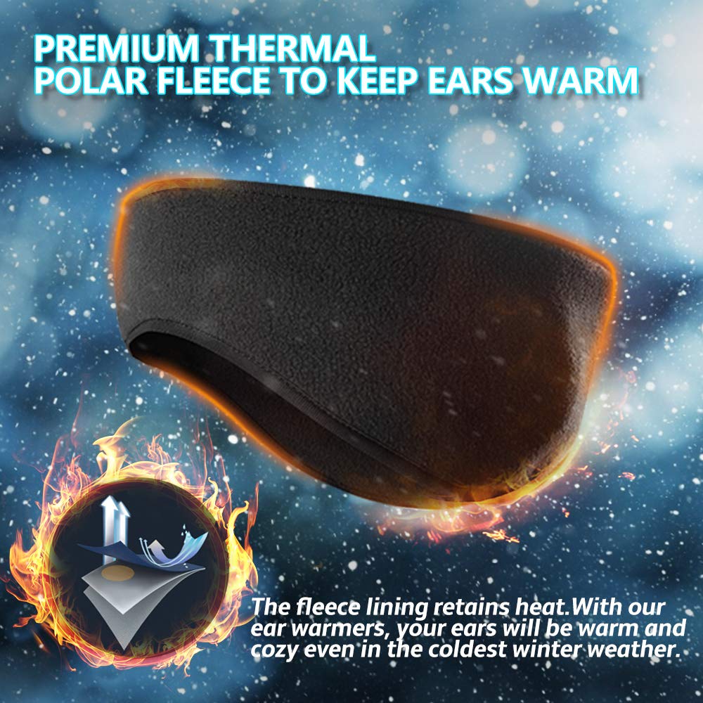 Proberos Headbands for Men Winter Running and Cycling with Fleece Ear Warmer 2PCS