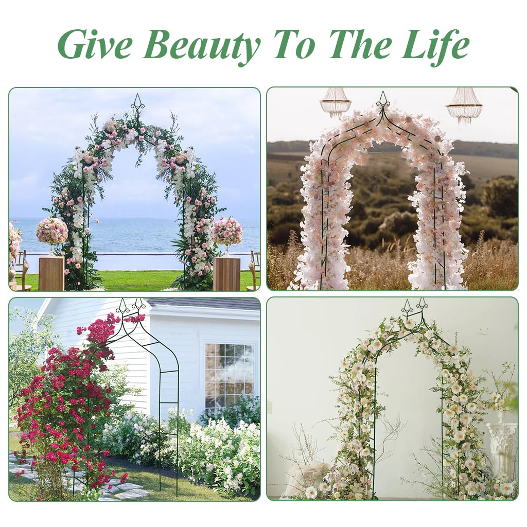 Supvox® Metal Wedding Arch Trellis Sturdy Iron Garden with Pergola Style Backdrop for Flower Stand Climbers Plants Outdoor Indoor Ceremony Party Decor Easy Assembly 255x140x38cm 2PCS