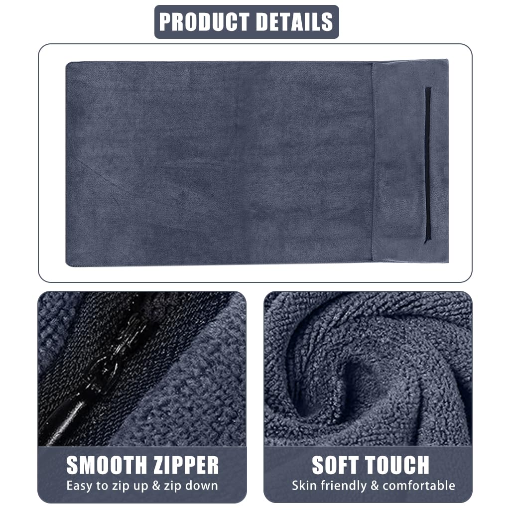 PROBEROS Gym Towel 47x19 for Workout and Yoga with Zipper Pocket | Quick Dry Microfibre