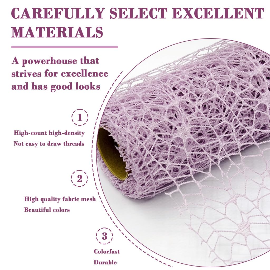 HASTHIP Jacquard Mesh Wrapping Paper for Gifts featuring Cutout Floral Design 50cm x4.5m | Purple