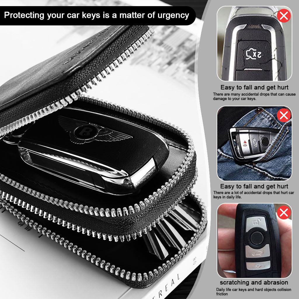 STHIRA Car Key Holder for Car and House Keys with Double Layer Organizer and 5.5x9cm PU Case