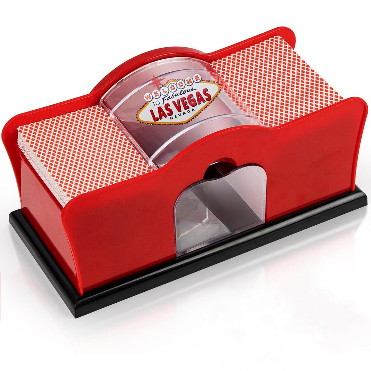 Supvox Manual Card Shuffler for Poker Games with Detachable Hand Crank and Clear Housing