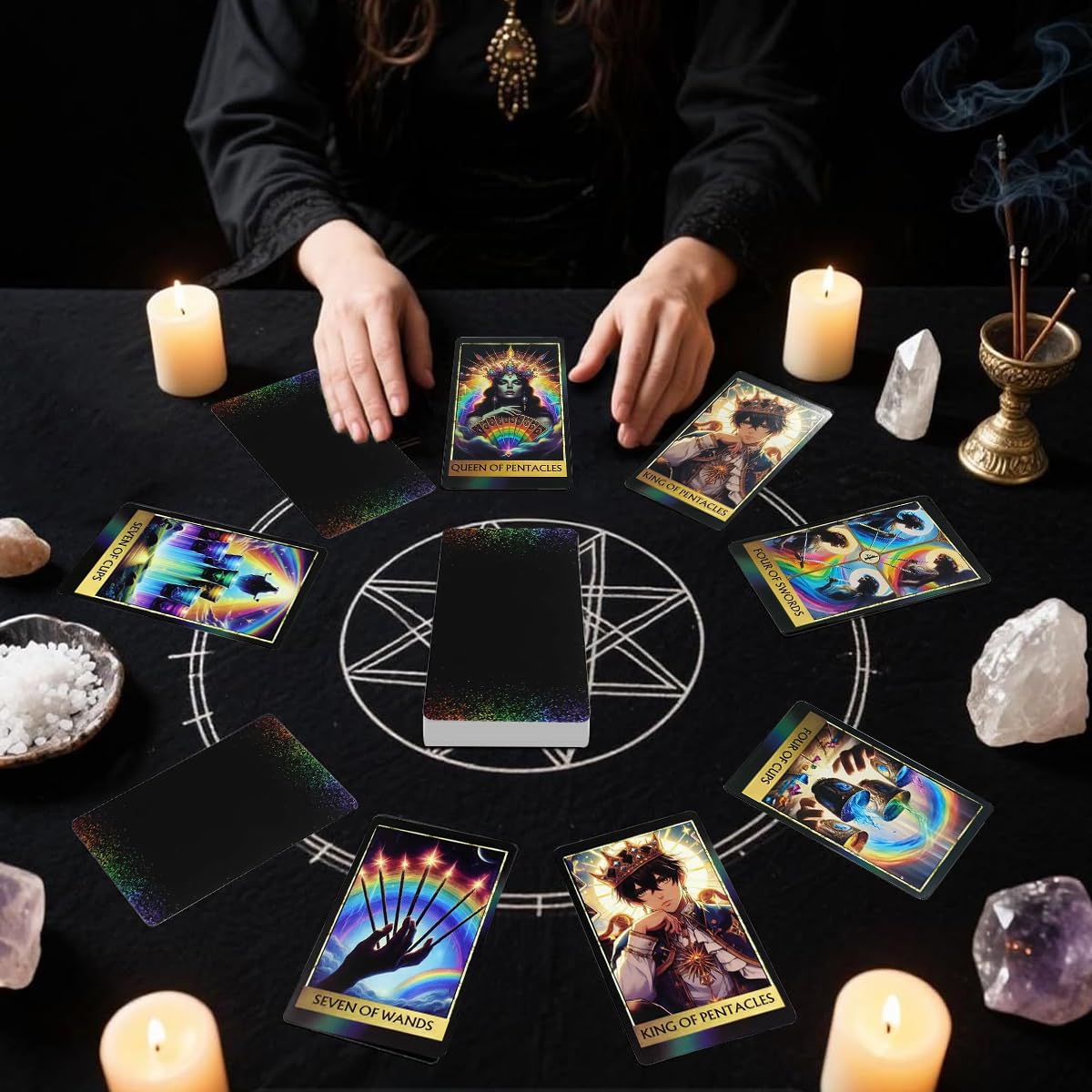 PATPAT Rainbow Tarot Cards for Beginners with 78 Pcs Deck Featuring Vibrant Art | Intuitive Readings and Group Play