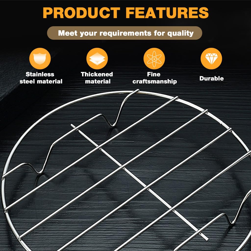 Supvox Stainless Steel Steamer Rack for Pots and Pressure Cookers featuring 7.6 in Round Wire Design with 2.5 cm Height | Pack of 2
