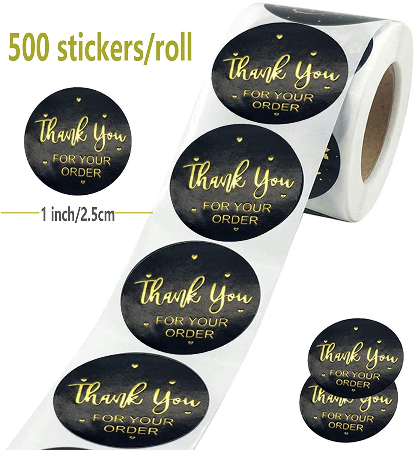 HASTHIP Thank You Stickers for Gift Packaging featuring 500 pcs 1 inch round floral design | self adhesive labels