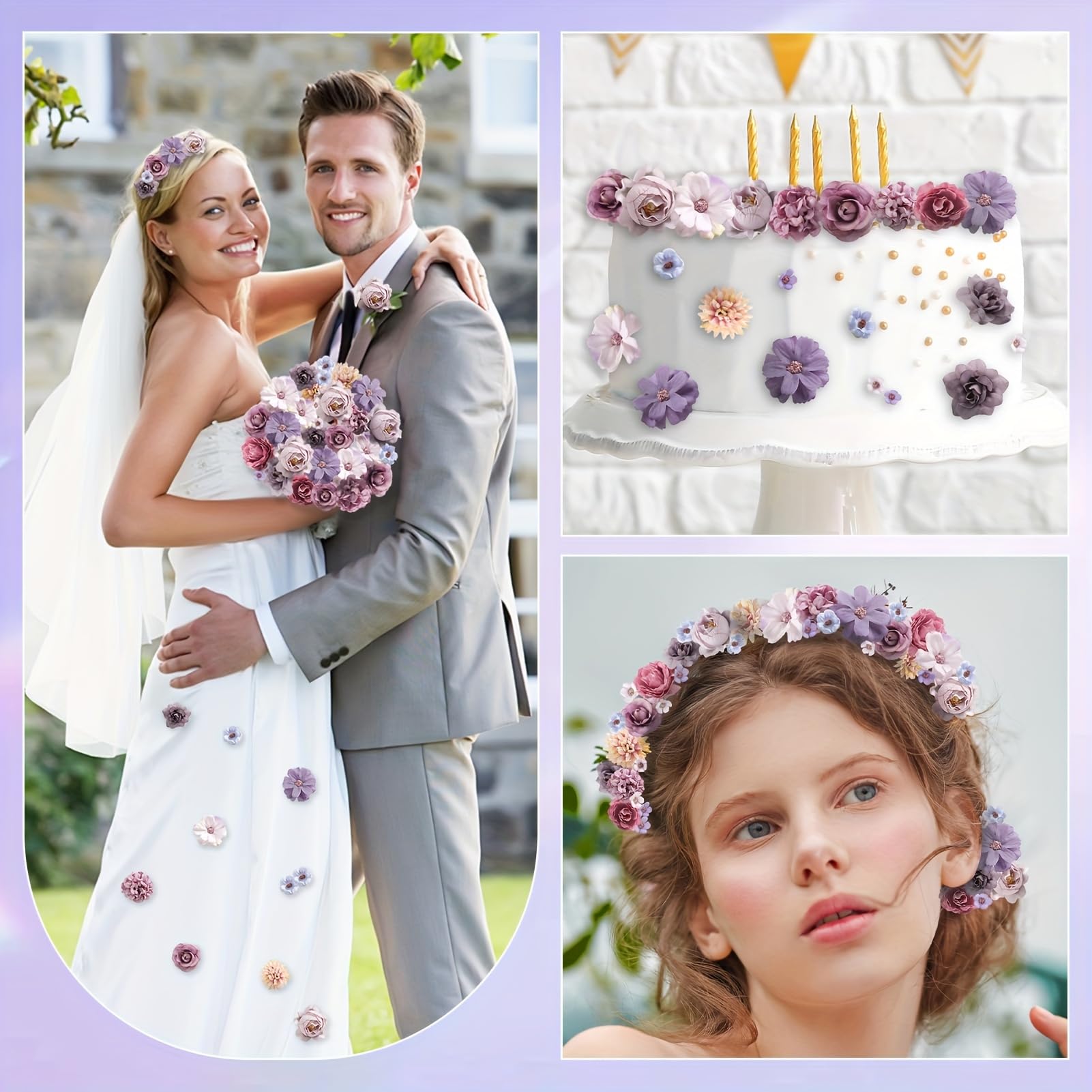 Supvox Artificial Flower Decorations for DIY Crafts featuring 18 Mixed Purple Pieces | Home Décor