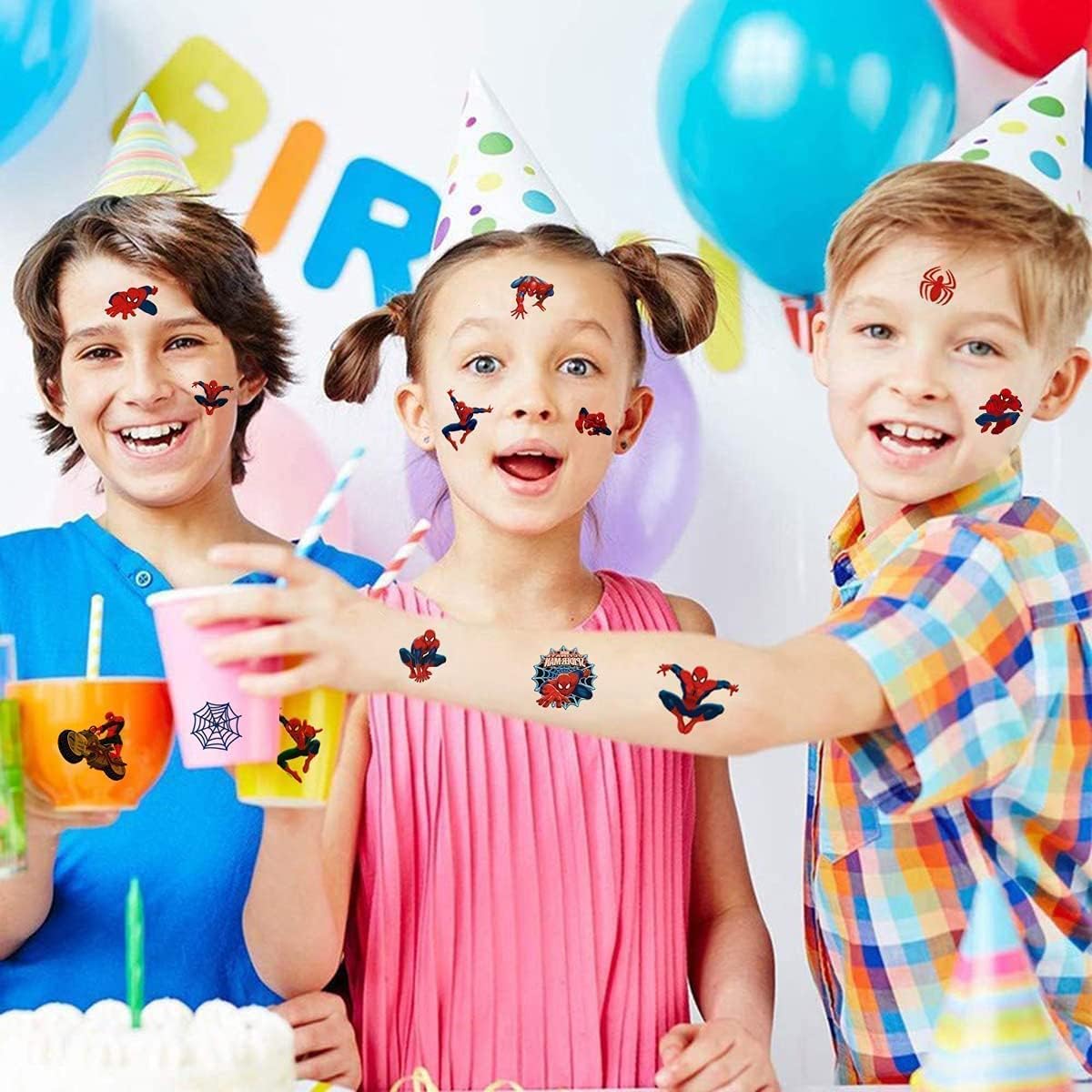 MAYCREATE Superhero Temporary Tattoo Stickers for Kids with Spider Theme 20 Sheets | Party Fun Waterproof Return Gifts