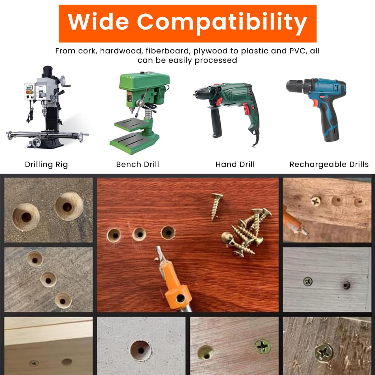 Serplex Countersink Drill Bit Set 66PCS with 8mm Shank for Woodworking and Plastics