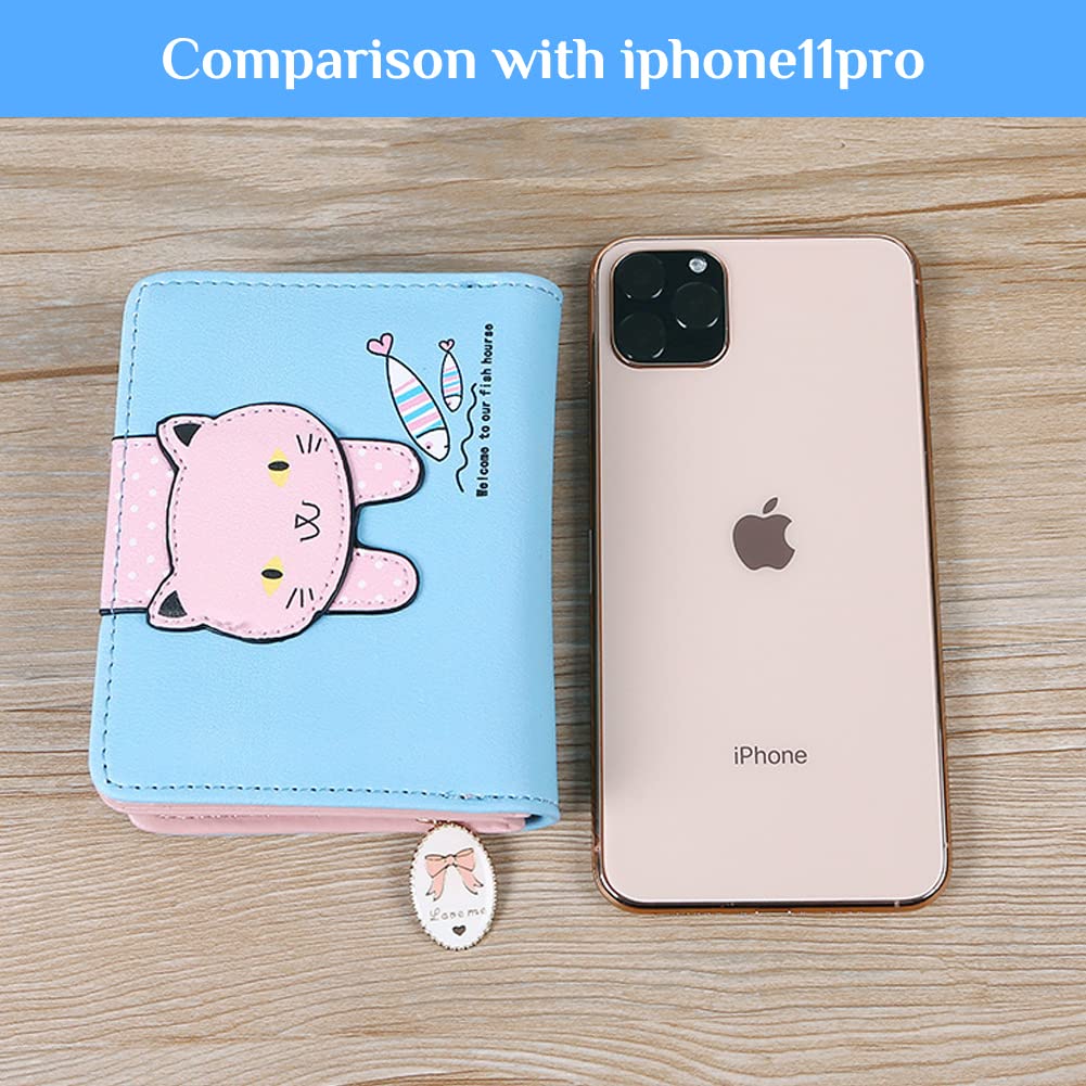 PALAY Small Wallets for Women with Zipper Coins Pocket and Rabbit Tassel Pendant Blue 3PCS