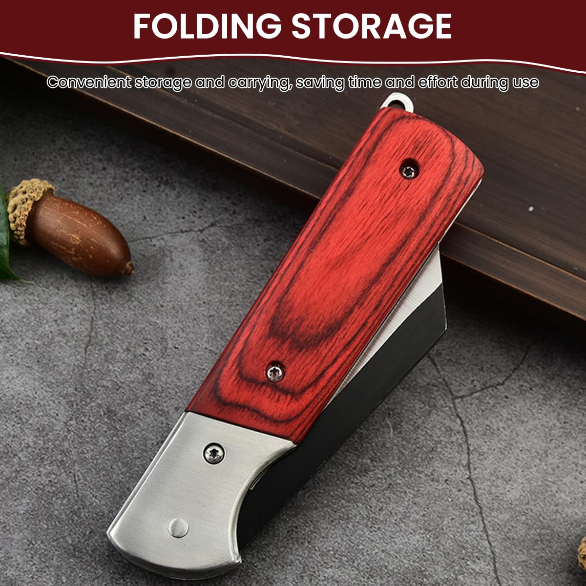 HASTHIP Grafting Cutter for Gardening with Anti Slip Wooden Handle and Stainless Steel Blade | Portable Pocket Design