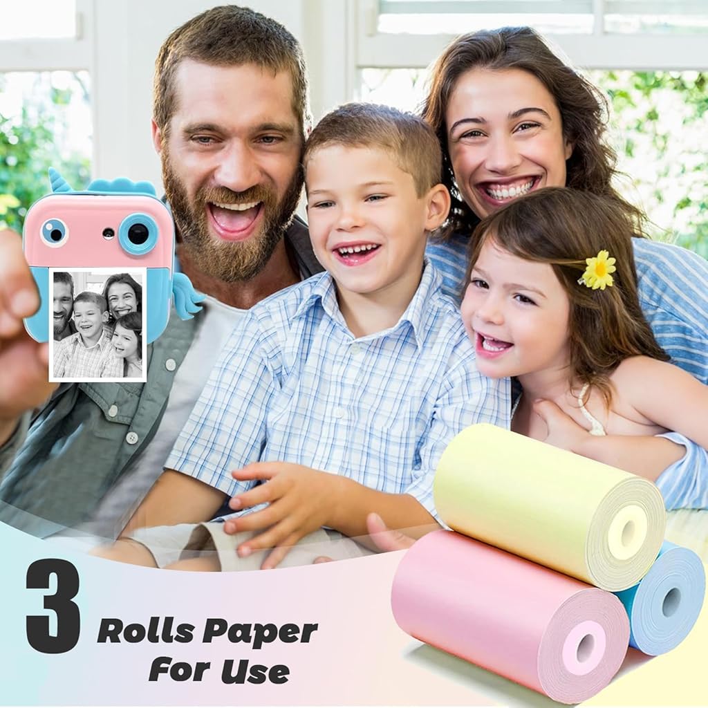 Zeitel® 3 Rolls Thermal Paper 3 Colors Printer Paper for Mini Sticker Receipt Portable Bluetooth Pocket Printers Refill for Most Thermal Printer 2PCS