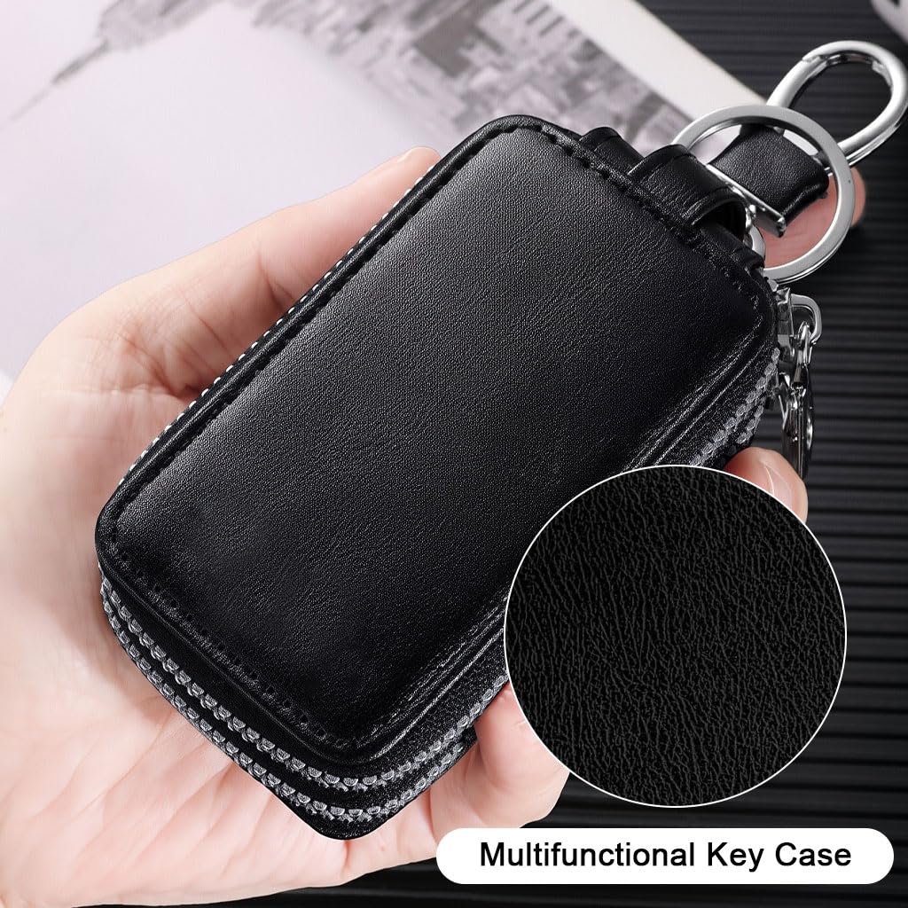 STHIRA Car Key Holder for Car and House Keys with Double Layer Organizer and 5.5x9cm PU Case