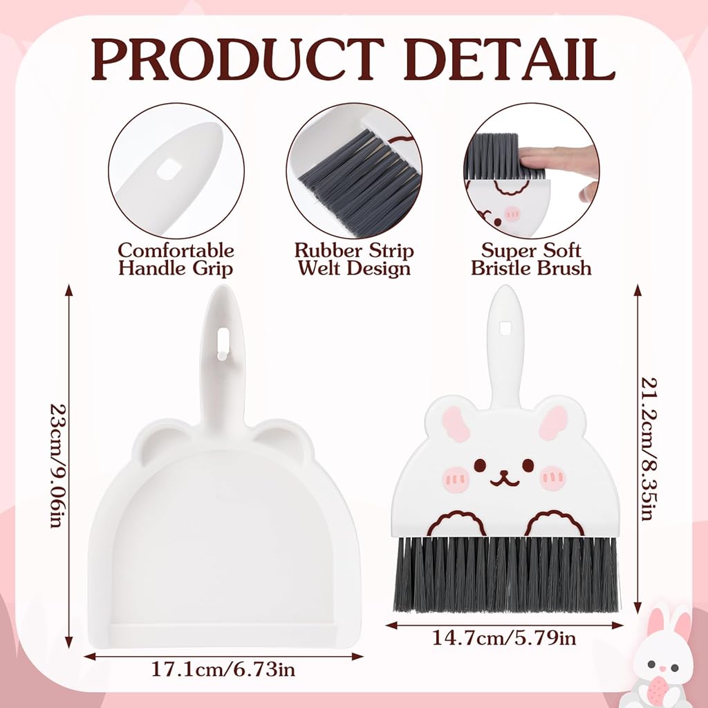 HASTHIP® Portable Mini Dustpan and Brush Set Cute Small Broom with Durable Brush,Lightweight Dust Pan and Broom Set for Desktop