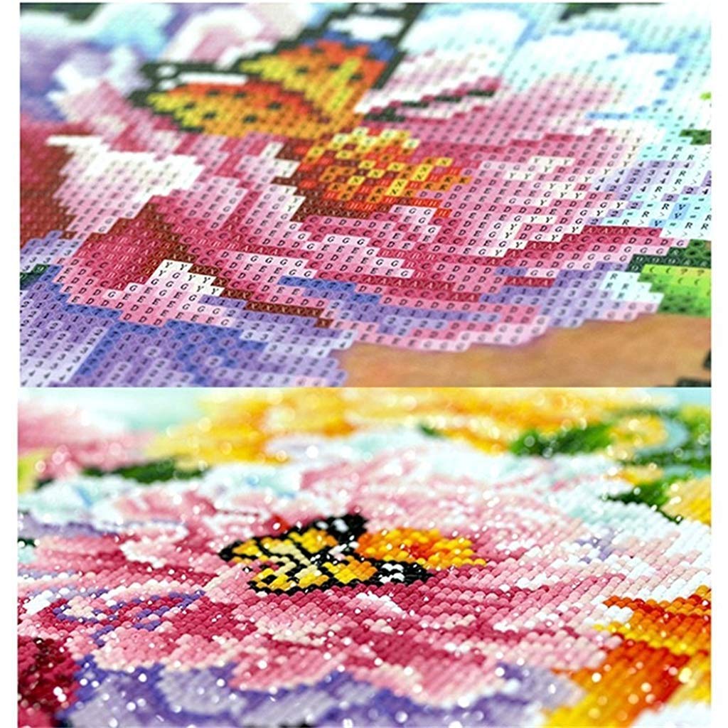 HASTHIP® DIY 5D Diamond Painting Kit, Full Drill Rhinestone Embroidery Cross Stitch Pictures Art Kit for Adults, Suitable for Home Wall Decor, Peach Blossom Bridge-11.8x15.8In