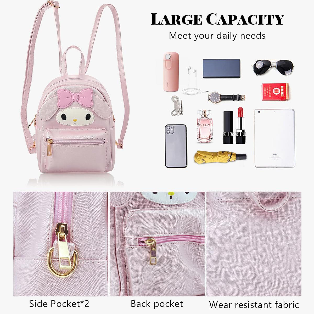 PALAY Sling Bag featuring Dual Layer 17x8x21cm Design with Detachable Strap and Pink PU for Girls