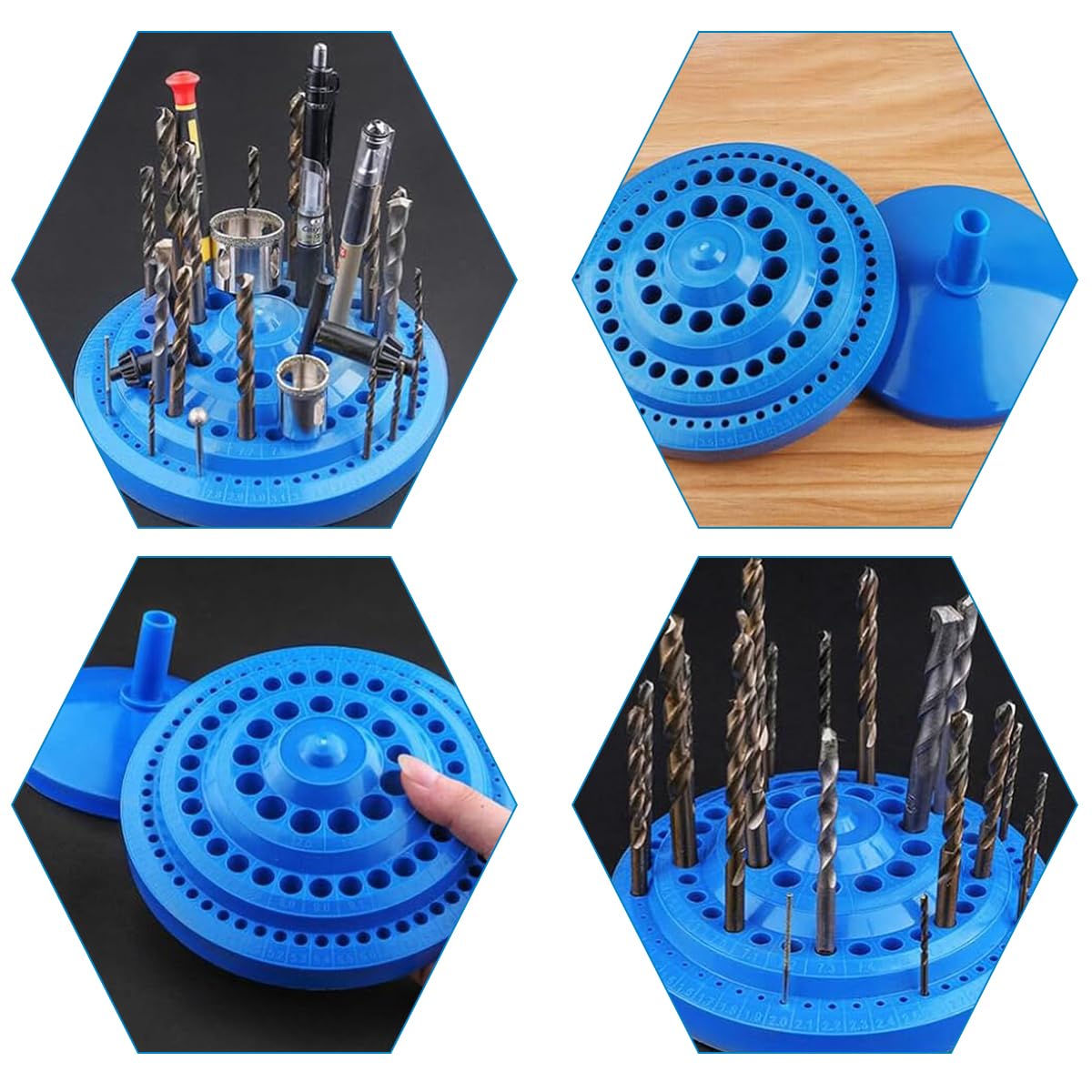 Serplex Drill Bits Station Holder with 100 Slots featuring 360° Rotating Design | Marked Organizer Stand
