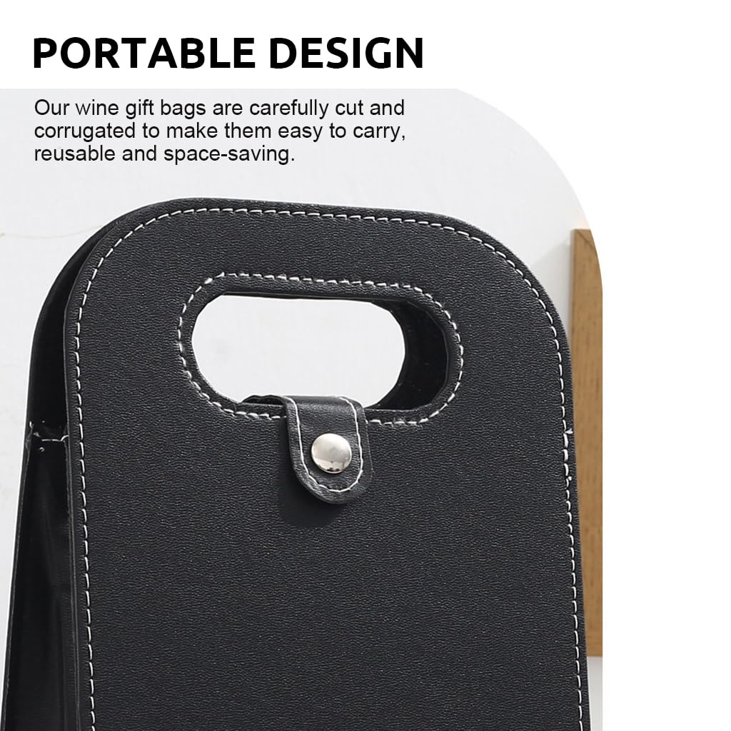 HASTHIP Wine Bottle Gift Bags Set for Gifting and Parties featuring Snap Button Closure and PU Leather Design