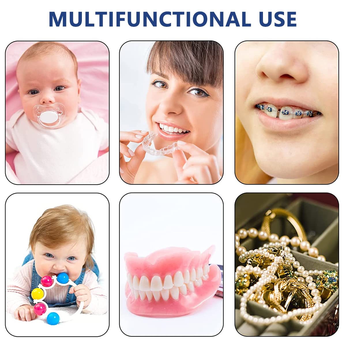 HASTHIP Retainer Case for Travel Cleaning with Detachable Strainer Basket 2Pcs 8x7 cm | White and Blue