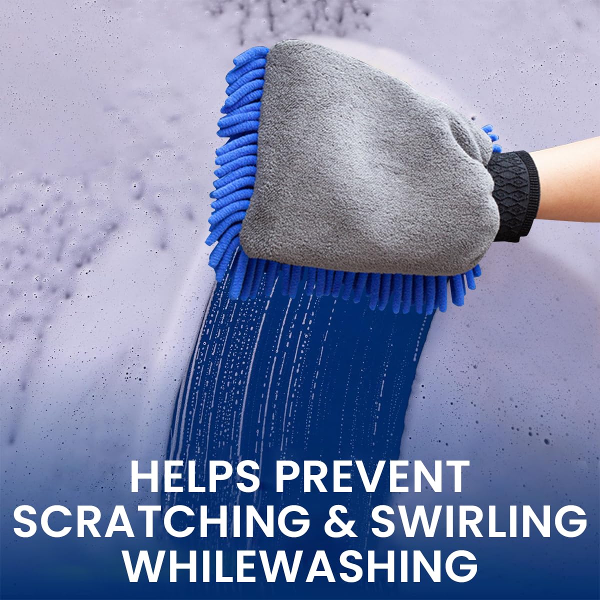 STHIRA Car Wash Gloves 2Pcs for Detailing with Double Sided Design and Chenille Microfiber | Scratch Free Cleaning for Cars and Home