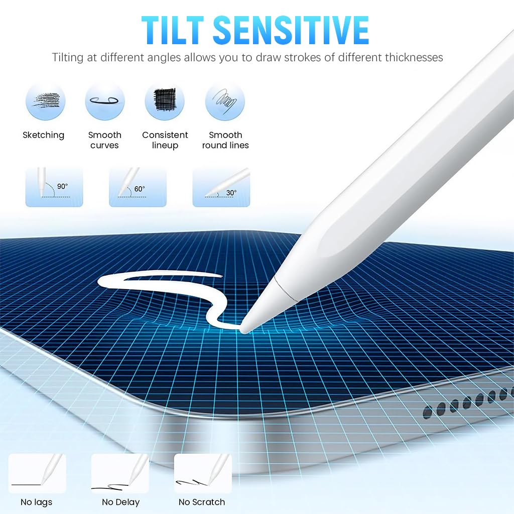 ZORBES Stylus Pen for Android and iOS Tablets with Bluetooth Palm Rejection | 8–10 hr Fast USB‑C Rechargeable Usage