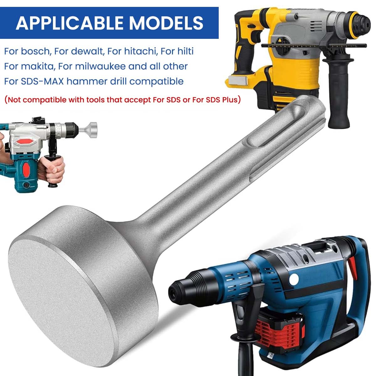 Serplex Metal Hammer Attachment for Impact Drivers with 3.5cm Plate & 1/4'' Hex Shank | Steel Construction