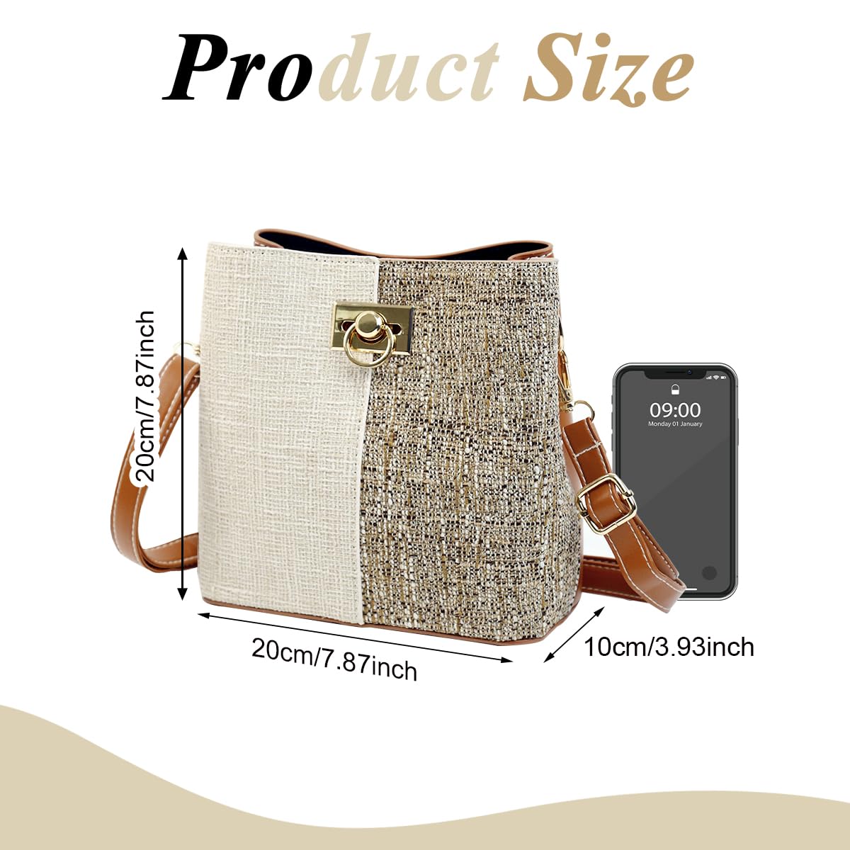 PALAY Tote Bag for Women 20.5x10x20.5 cm with Patchwork Design and Detachable Strap | PU Leather Shoulder Satchel