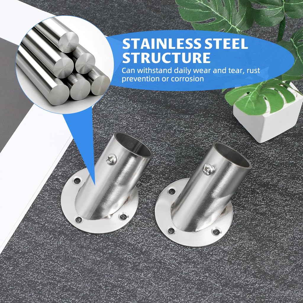 HASTHIP Curtain Rod Bracket 4Pcs Set featuring 2.5mm Dia Support Base in Stainless Steel