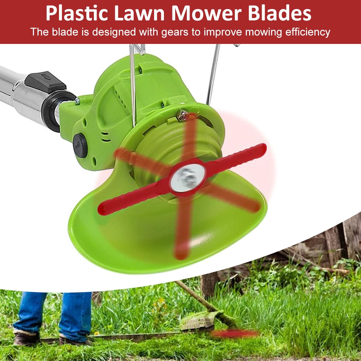HASTHIP mower blades replacement for grass trimmer with 20 pcs 14 cm serrated plastic blades | universal fit for brush cutter