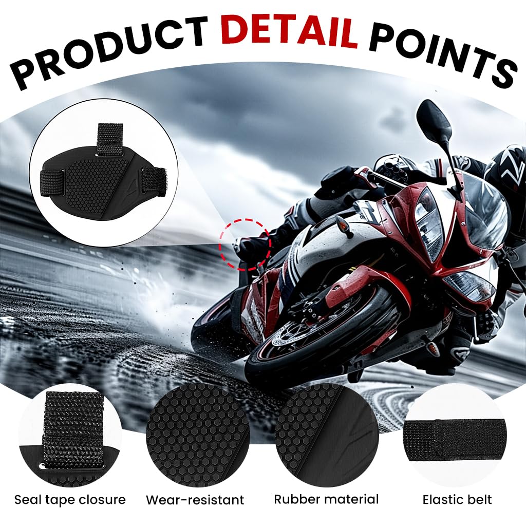 STHIRA Motorcycle Gear Shift Pedal Pads 2Pcs with Adjustable Hook and Loop Closure | Textured Anti‑Slip Rubber Protectors for Secure Foot Grip