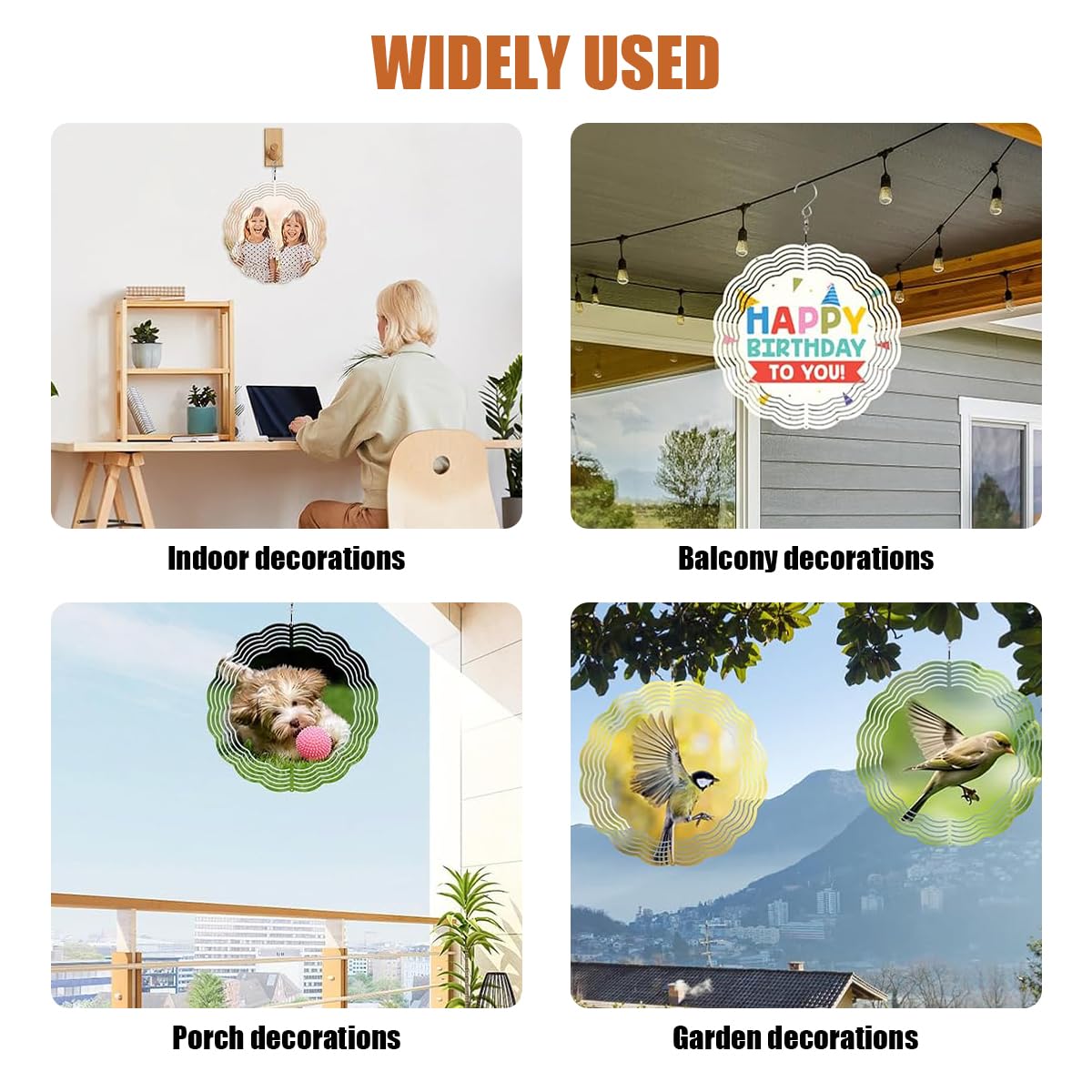 HASTHIP Sublimation Wind Blanks for DIY Gift and Outdoor Garden Decoration 8 inch Aluminum